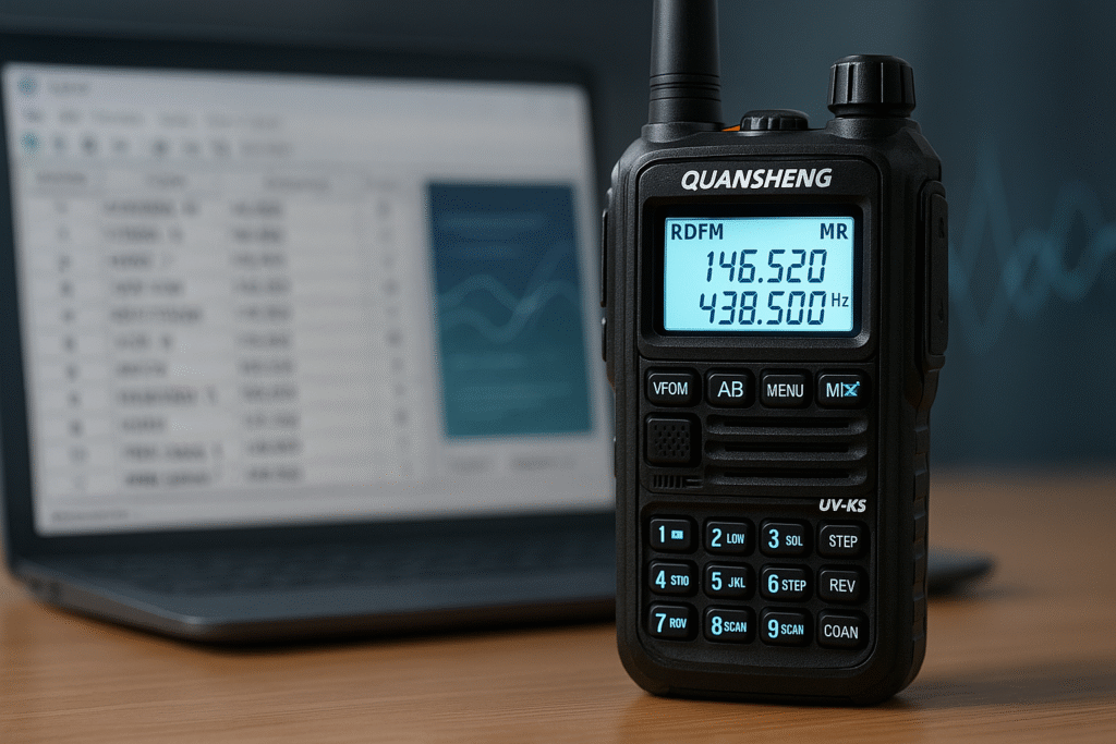 Interfaz del software CHIRP con frecuencias cargadas para el Quansheng UV-K5
