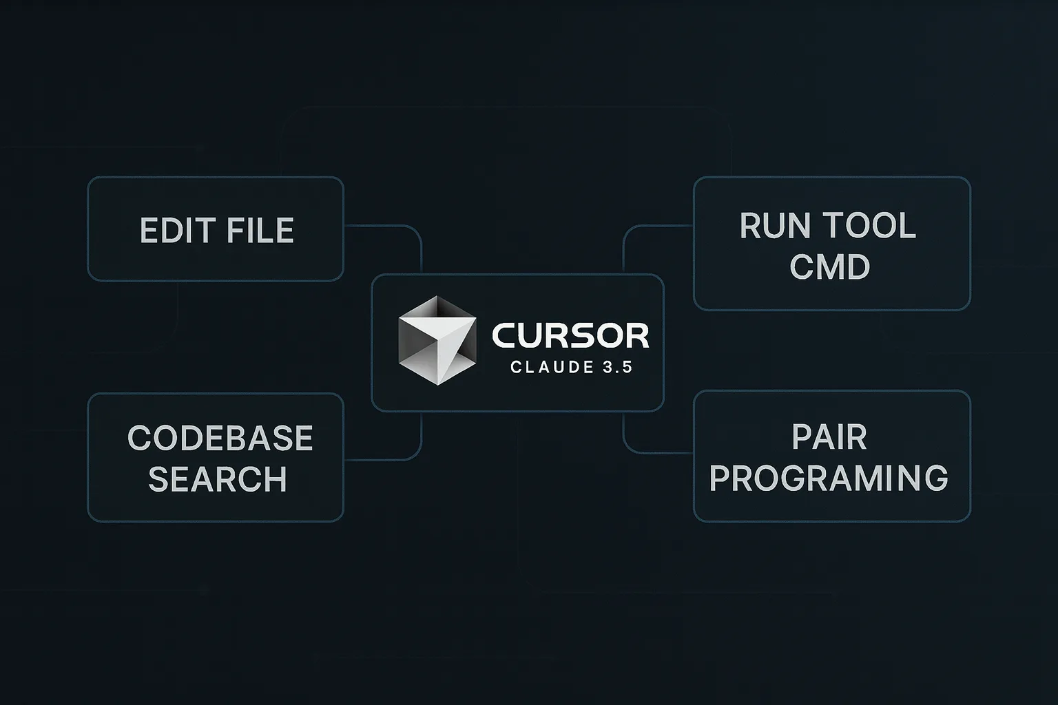 Esquema del entorno Cursor con Claude 3.5: herramientas de desarrollo, edición de archivos y comportamiento de asistente programador