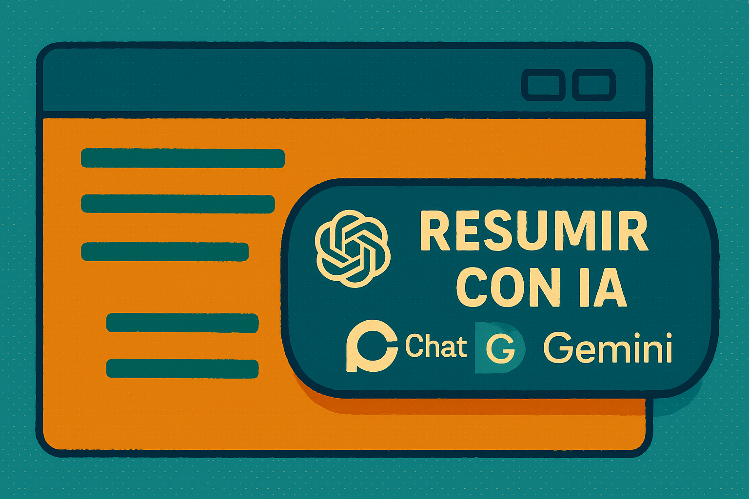 Botón de resumen con IA en una página web mostrando integración con ChatGPT y Perplexity