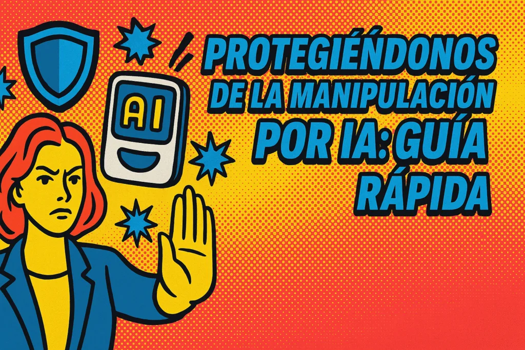 Ilustración conceptual sobre manipulación por IA e inyección de prompts, mostrando riesgos digitales y herramientas para proteger documentos.