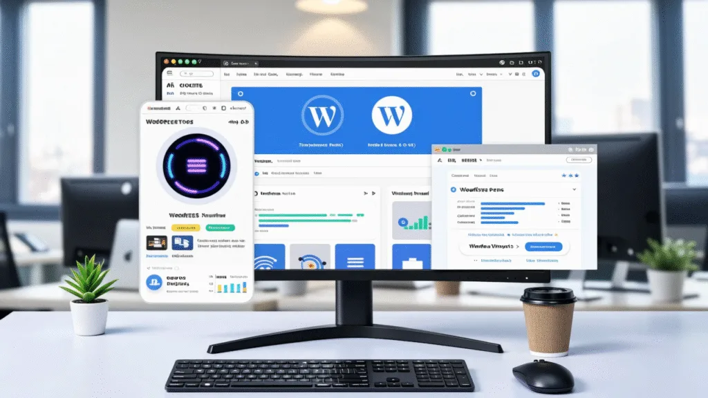 Panel de WordPress con IA creando diseño, textos y metadatos en tiempo real