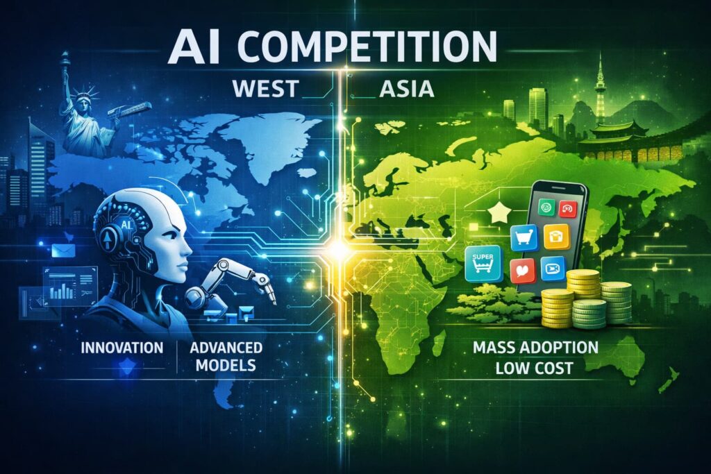 Comparativa global de inteligencia artificial entre Asia y Occidente