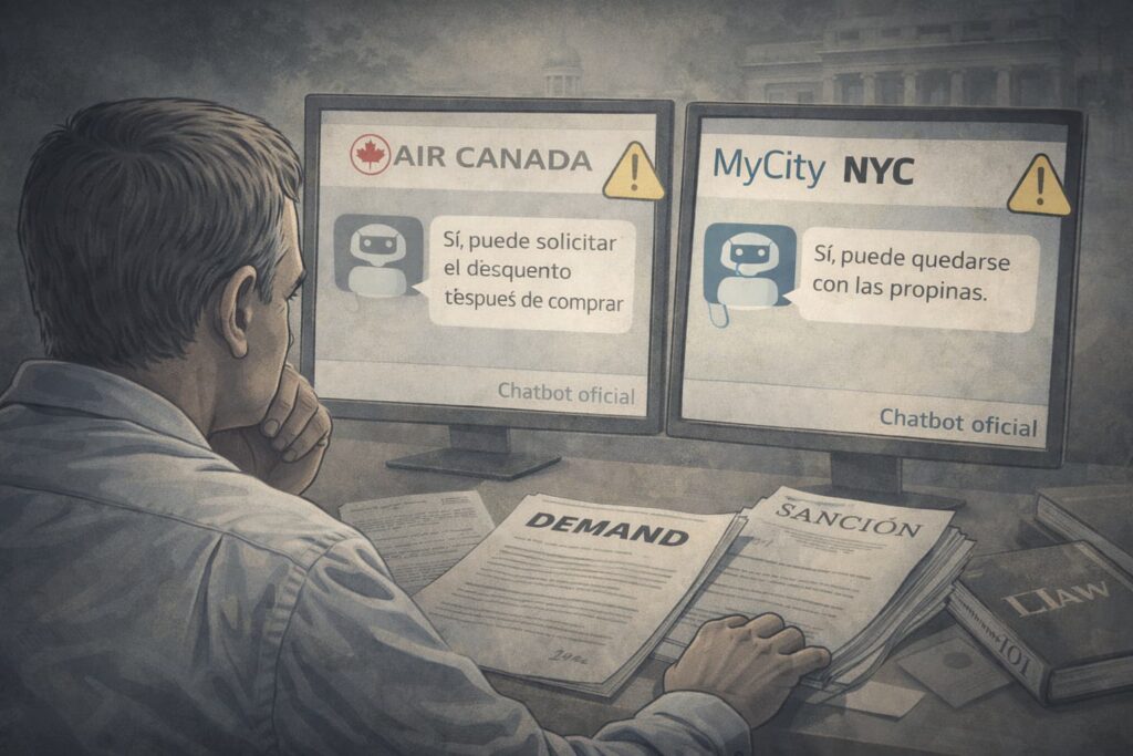 Errores de chatbots oficiales y consecuencias legales para ciudadanos