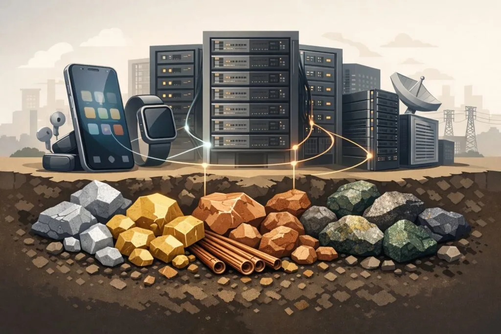 Minerales críticos utilizados en tecnología, móviles y centros de datos