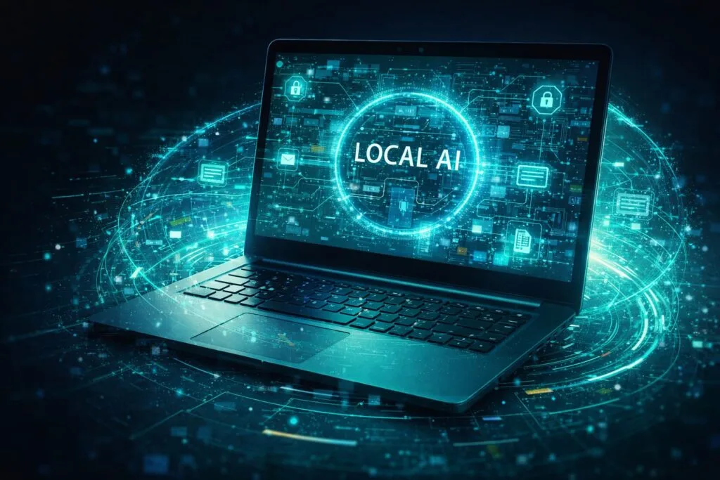 Representación de inteligencia artificial ejecutándose localmente en un ordenador personal